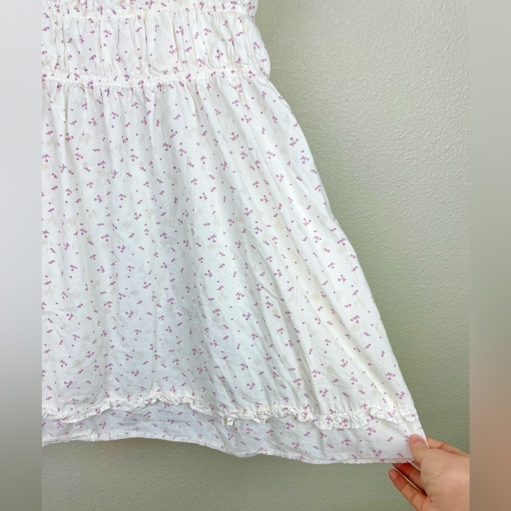 Free People Women's Small Gabby Cotton Mini Dress Sundress White Mini Cherry All - Picture 7 of 16